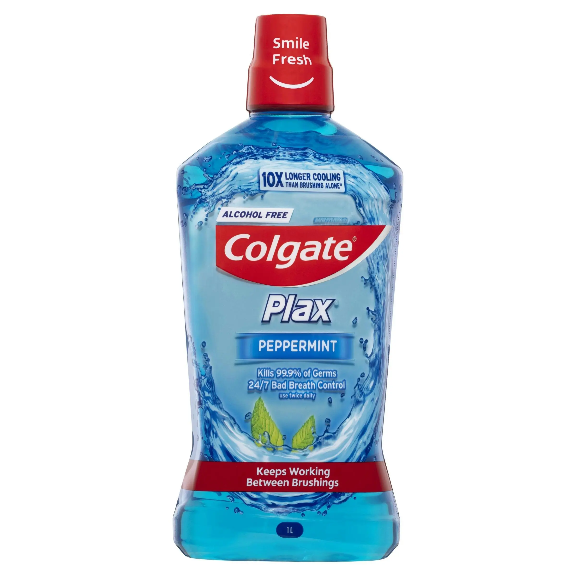 Colgate Plax Alcohol Free Antibacterial Mouthwash Peppermint 1L