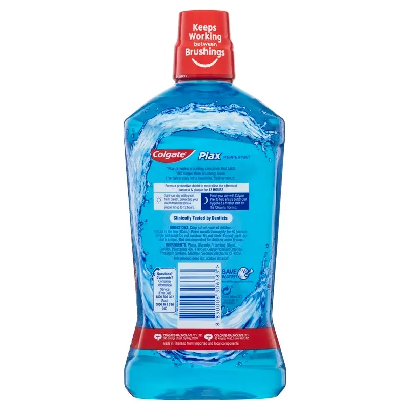 Colgate Plax Alcohol Free Antibacterial Mouthwash Peppermint 1L