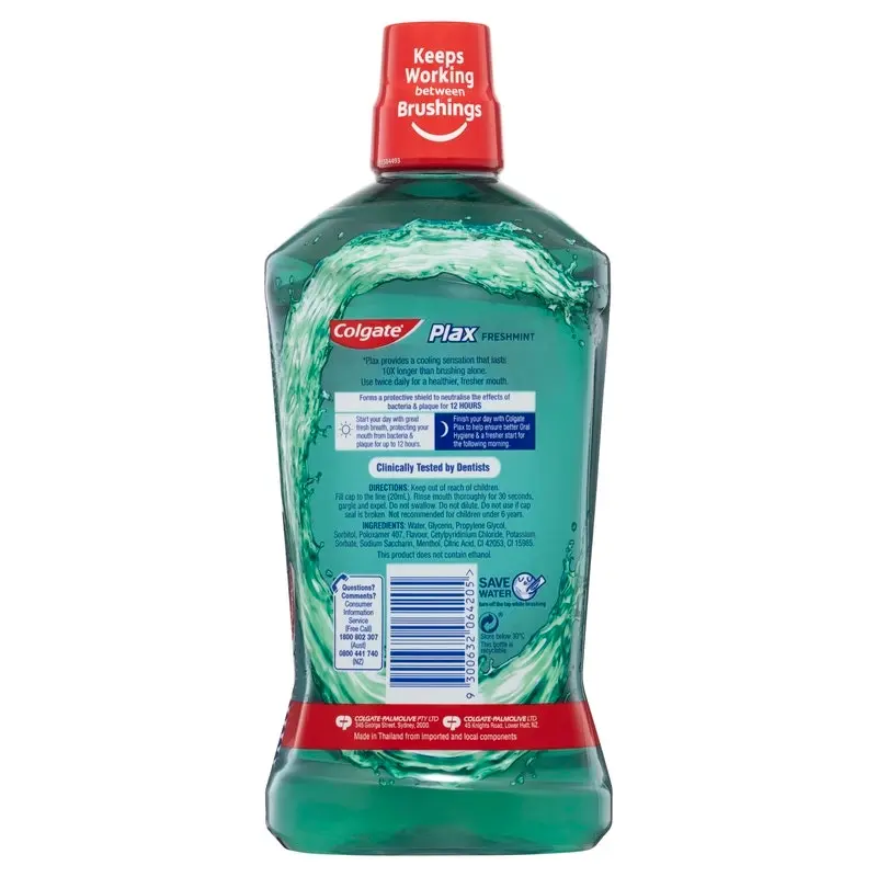 Colgate Plax Alcohol Free Antibacterial Mouthwash Freshmint 1L