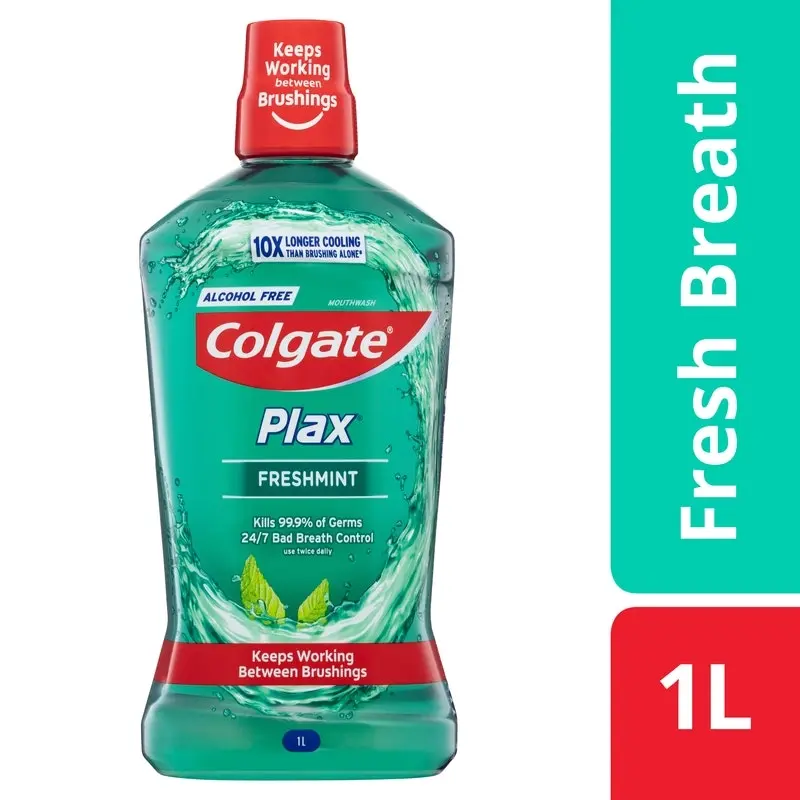 Colgate Plax Alcohol Free Antibacterial Mouthwash Freshmint 1L