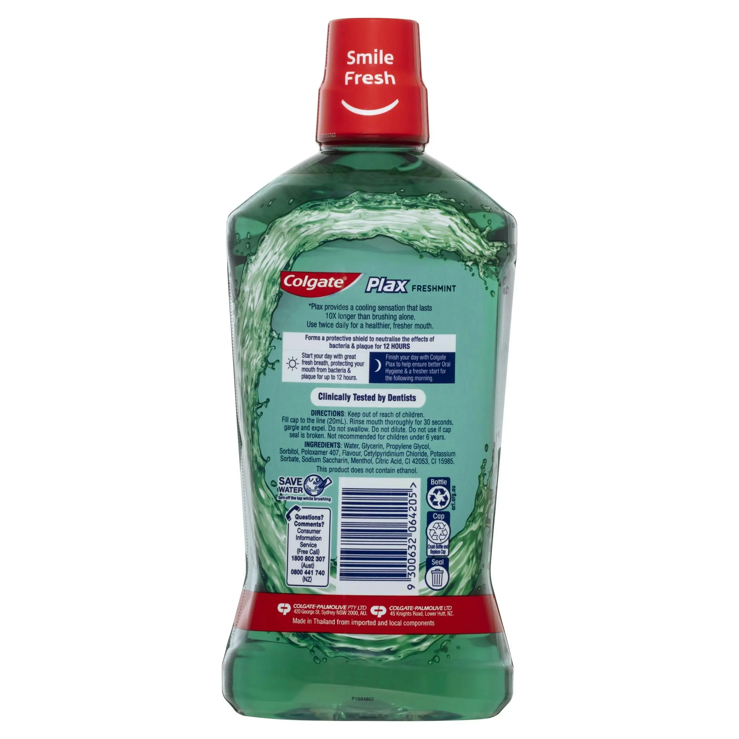 Colgate Plax Alcohol Free Antibacterial Mouthwash Freshmint 1L