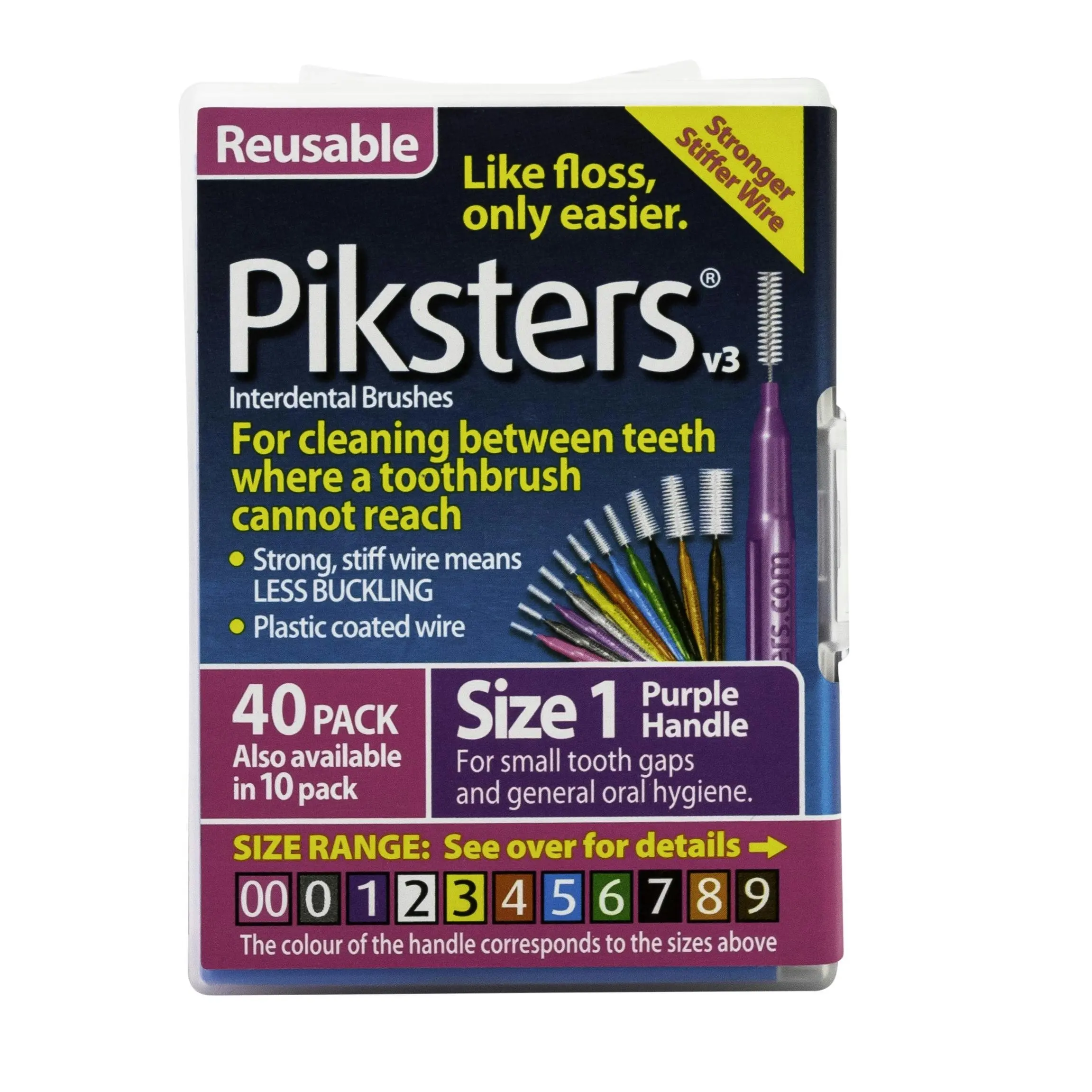 Piksters Interdental Brush Size 1 Purple 40 Pack