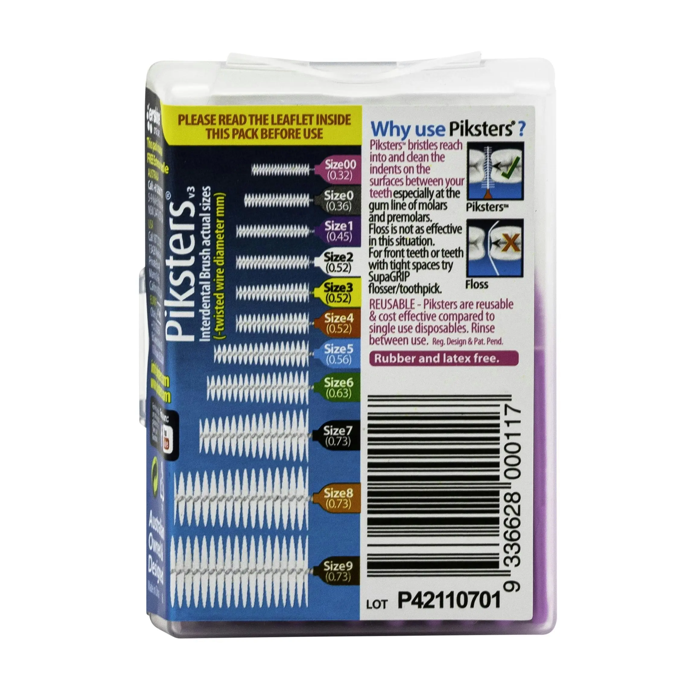 Piksters Interdental Brush Size 1 Purple 40 Pack