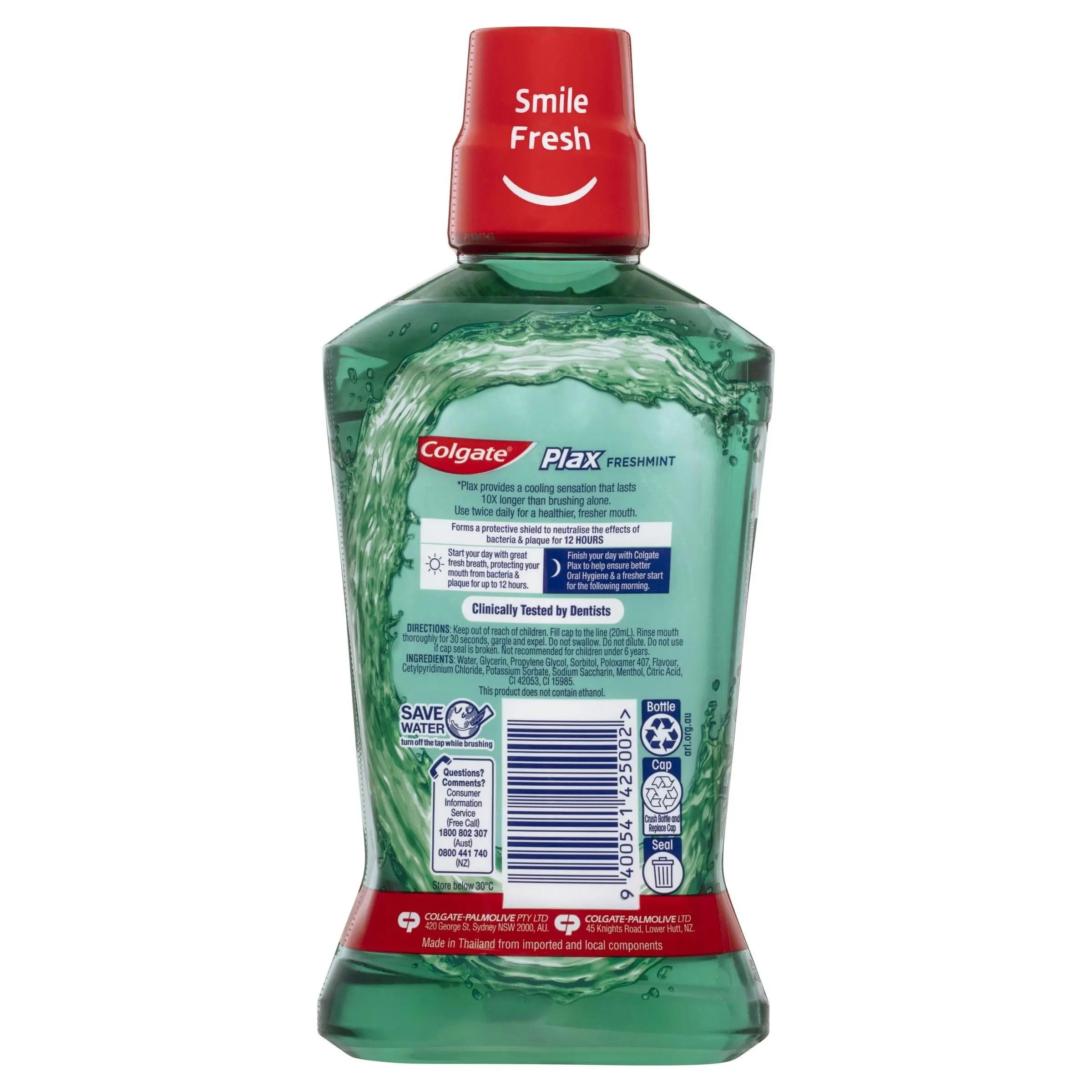 Colgate Plax Alcohol Free Antibacterial Mouthwash Freshmint 500mL