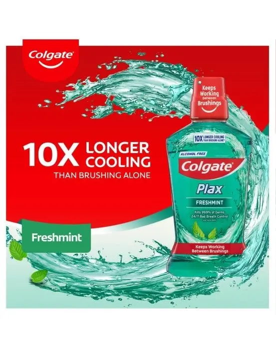 Colgate Plax Alcohol Free Antibacterial Mouthwash Freshmint 500mL