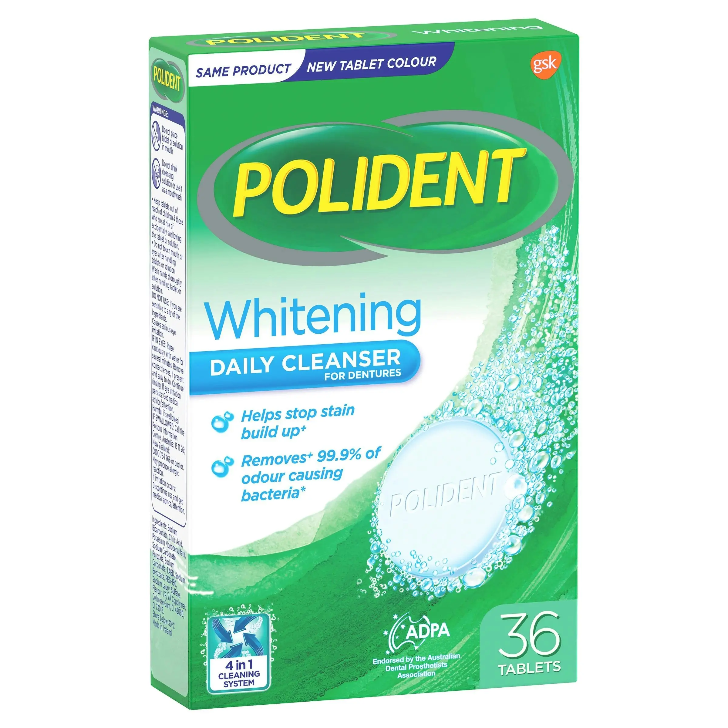 Polident Whitening Daily Cleanser 36 Tablets