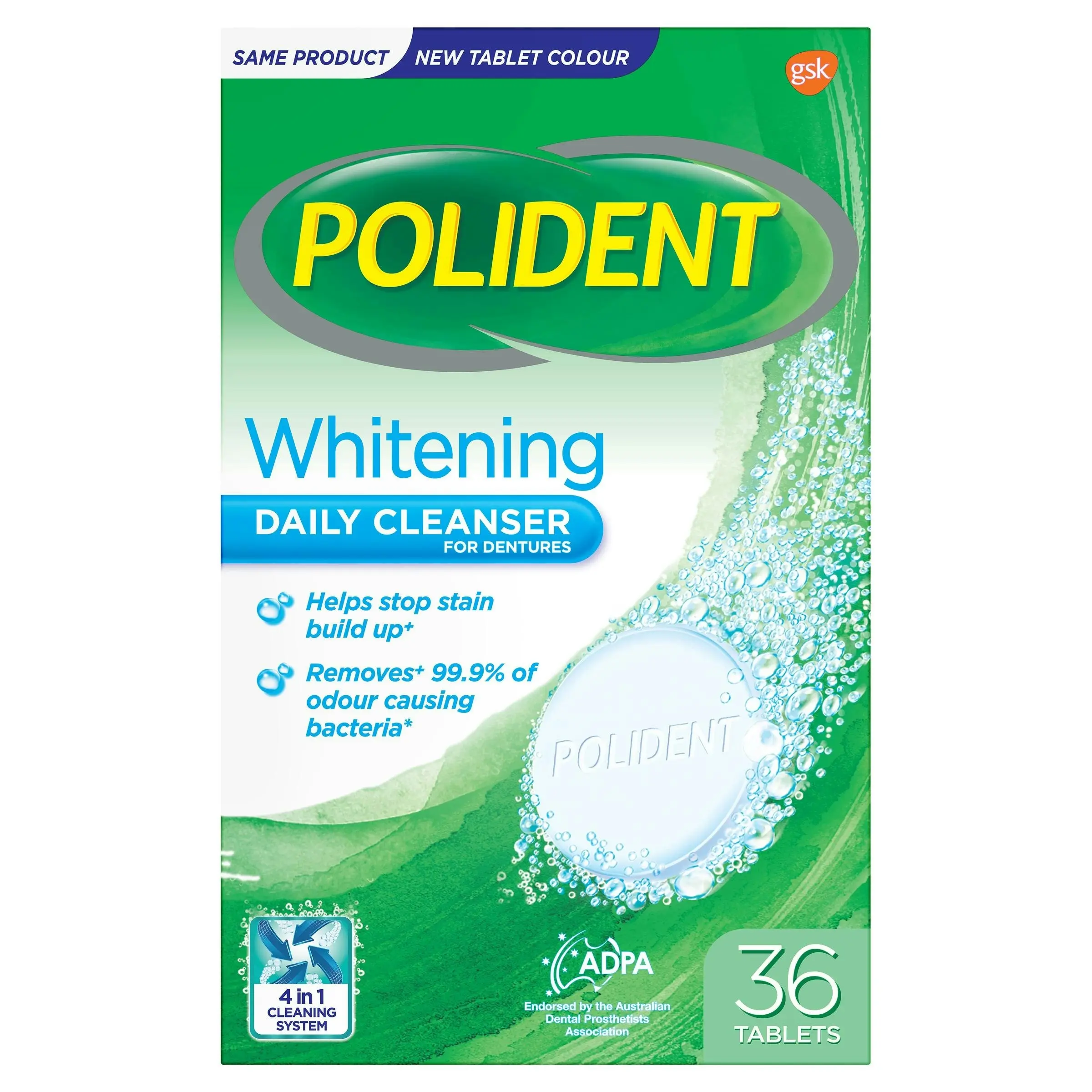 Polident Whitening Daily Cleanser 36 Tablets