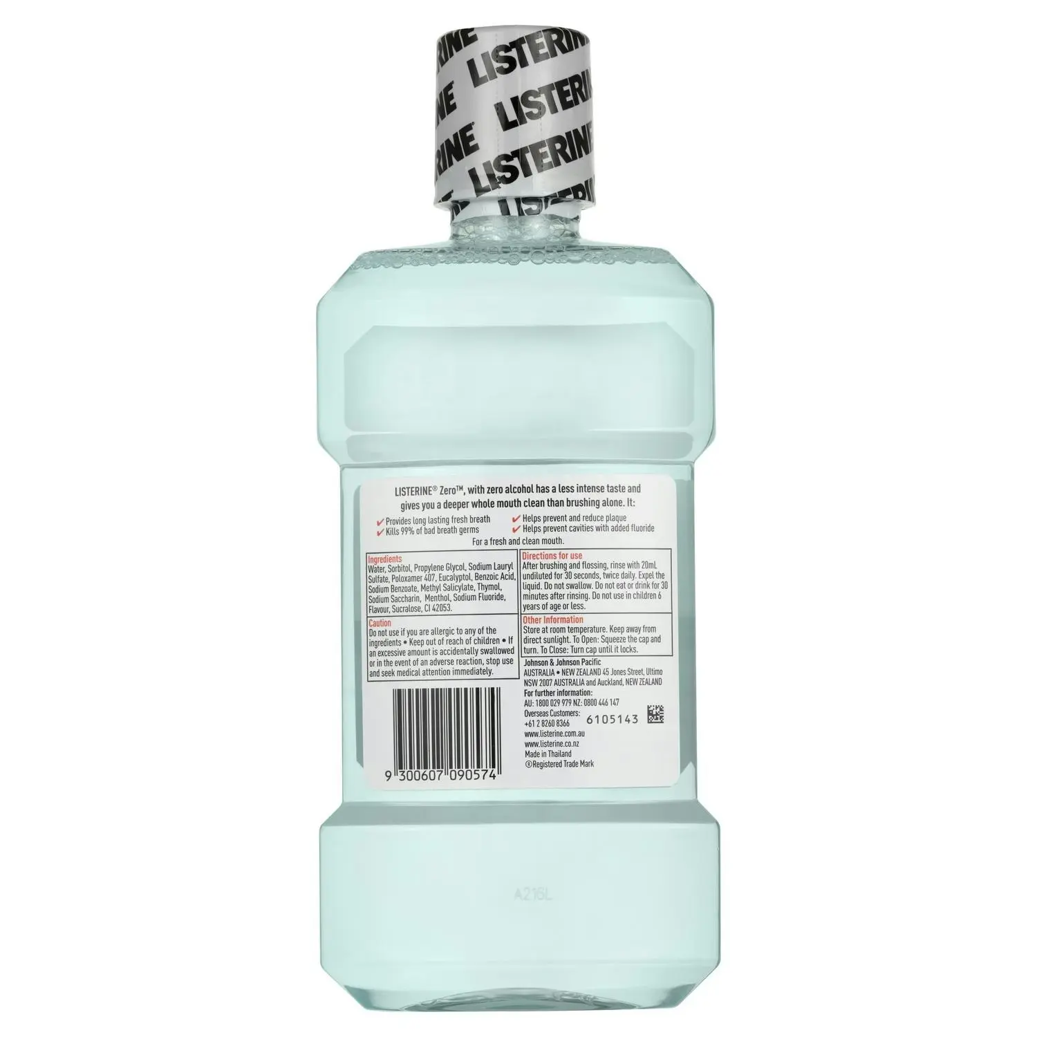 Listerine Mouthwash Zero Alcohol 500mL