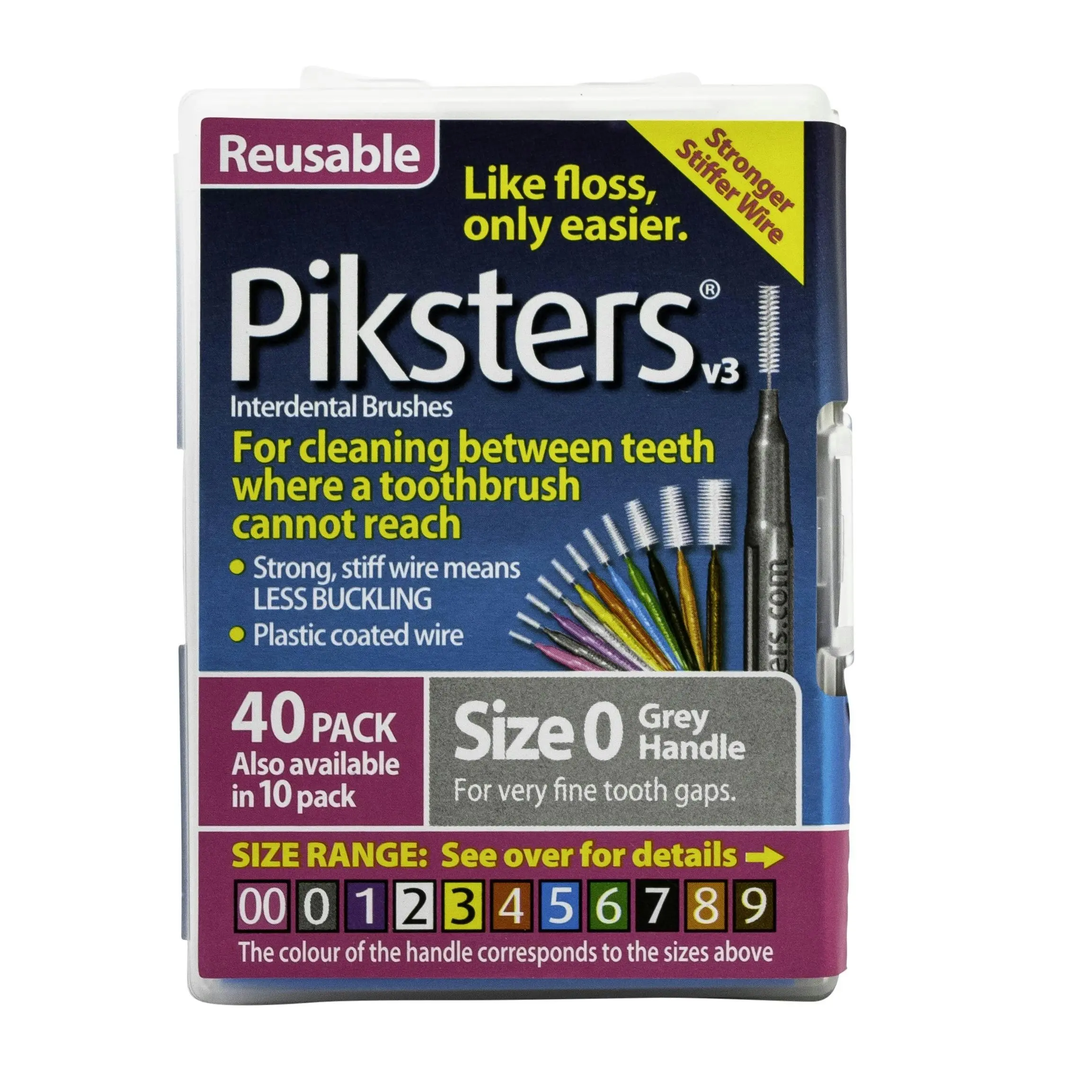 Piksters Interdental Brush Size 0 Grey 40 Pack