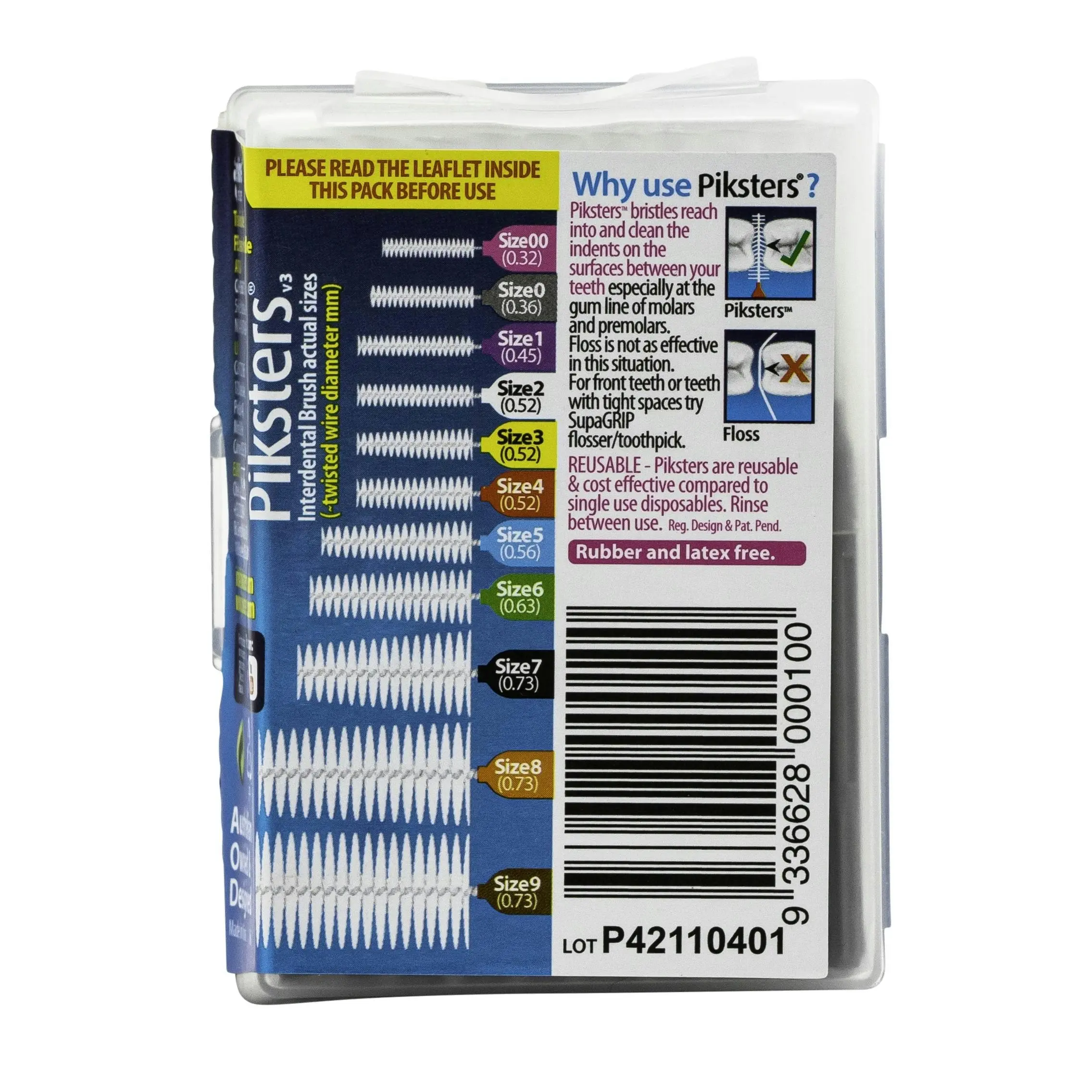 Piksters Interdental Brush Size 0 Grey 40 Pack