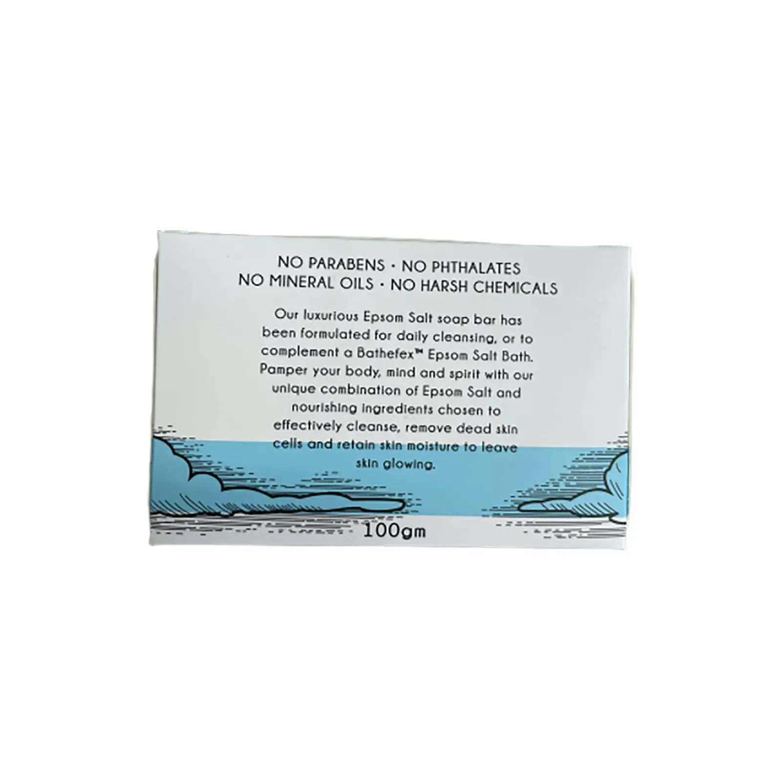 Bathefex Epsom Salt Soap Bar 100gm. Fragrance Free. Vitamin E and Shea Butter