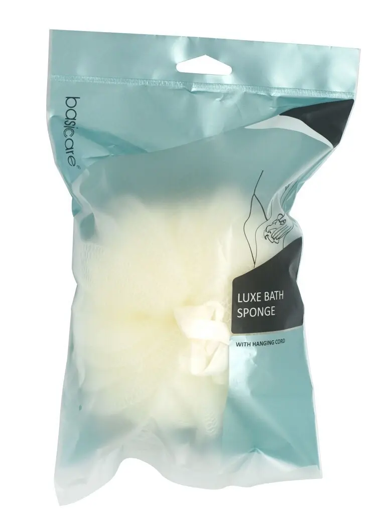 Basicare Luxe Bath Sponge Cream with Hanging Cord