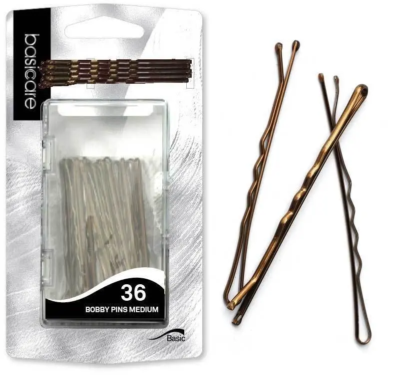 Basicare Bobby Medium Brown Hair Pin Set of 36 6.2cm