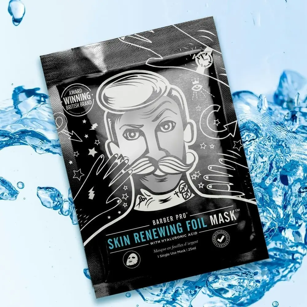 Barber Pro Skin Renewing Foil Mask Hyaluronic Acid & Q10 Mens Skin Care