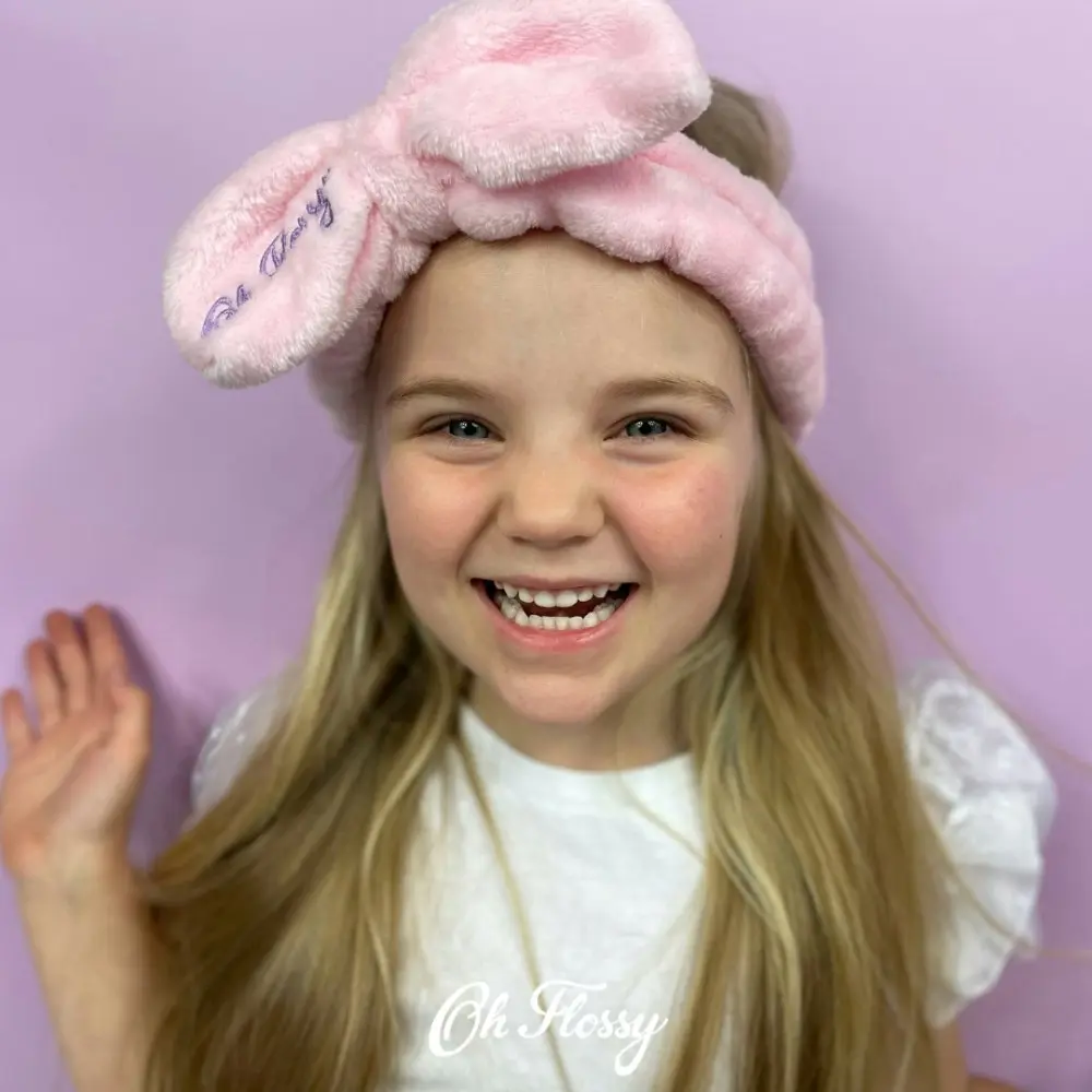 Oh Flossy Childrens Kids Pink Cosmetic Fluffy Headband