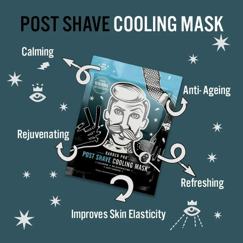 Barber Pro Post Shave Cooling Mask Anti Ageing Collagen Mens Skin Care