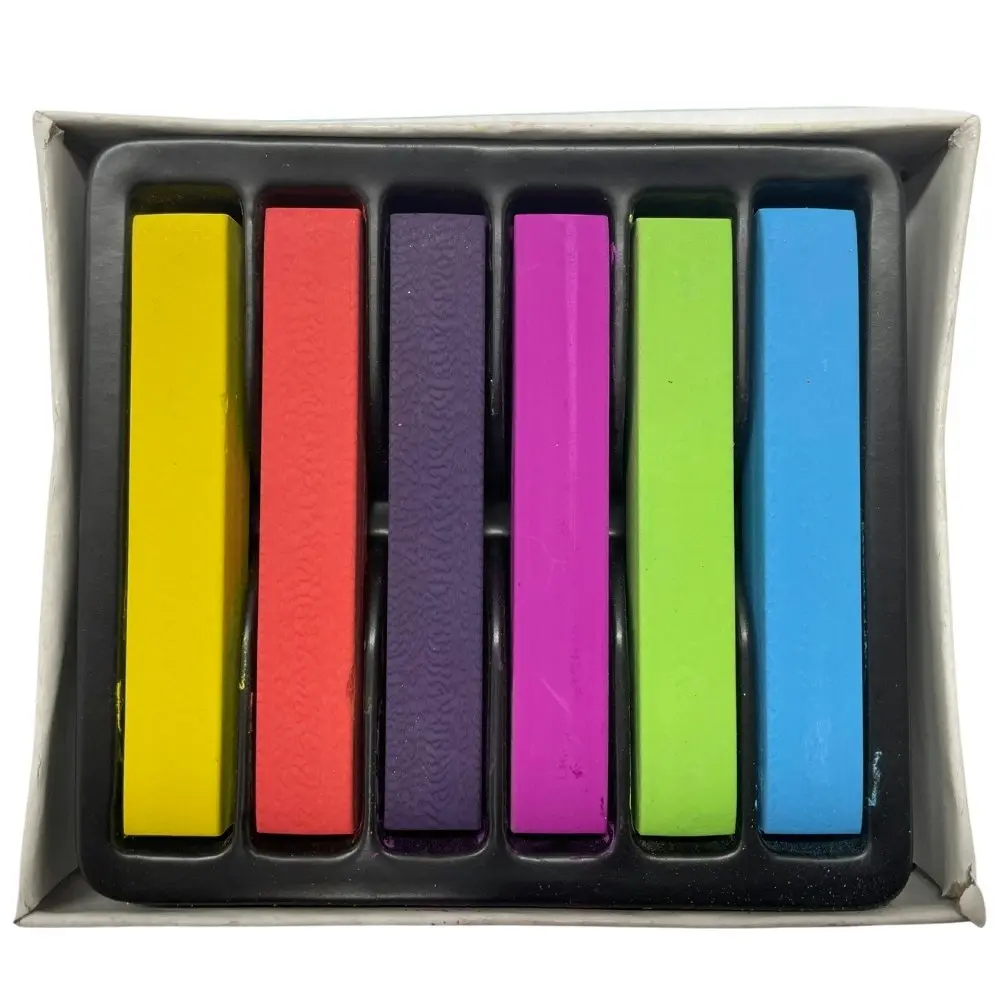 Mdi Vibrant Hair Chalk 6 Colours Colour Rubs in Washes Out