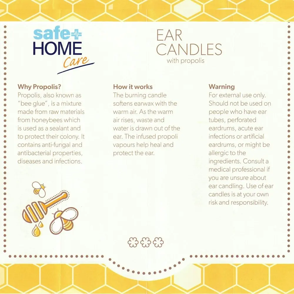 Safe Home Care Cone Bees Wax Ear Candles with Propolis