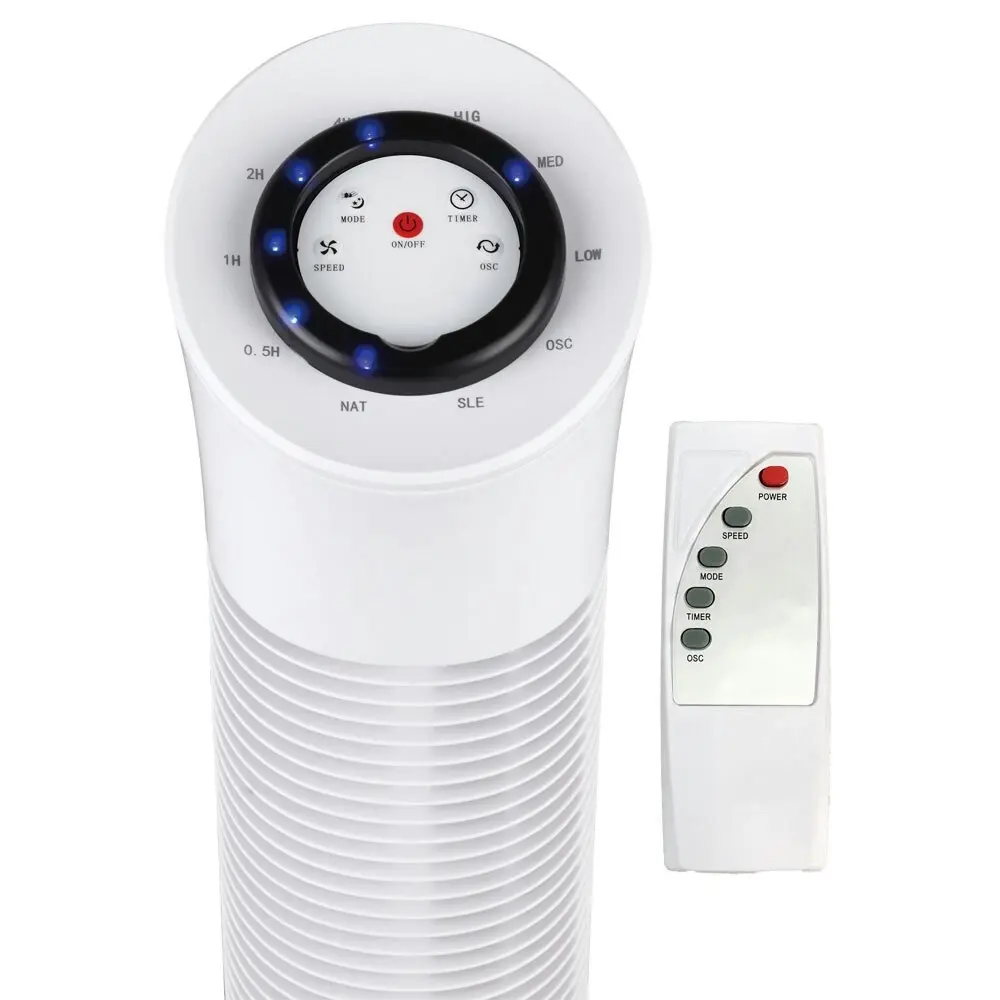 Heller 77cm Electric Air Cooling Tower Fan Oscillation w/ Remote Control White