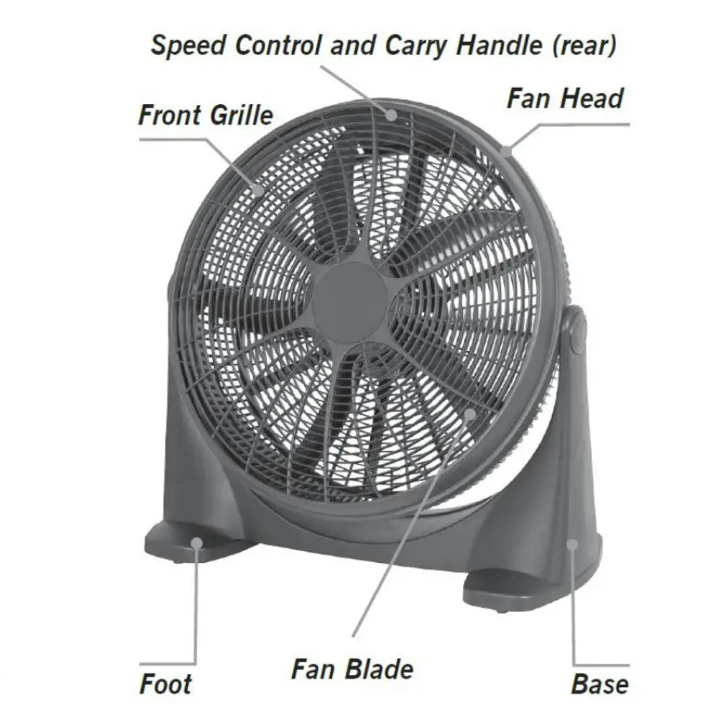 Heller 50cm Floor/Desk High Velocity Air Cooler Fan/Cooling/Circulator - Black