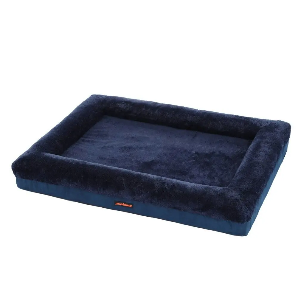 Paws & Claws 103x76cm Winston Orthopaedic Foam Walled Pet/Dog Bed Large Navy