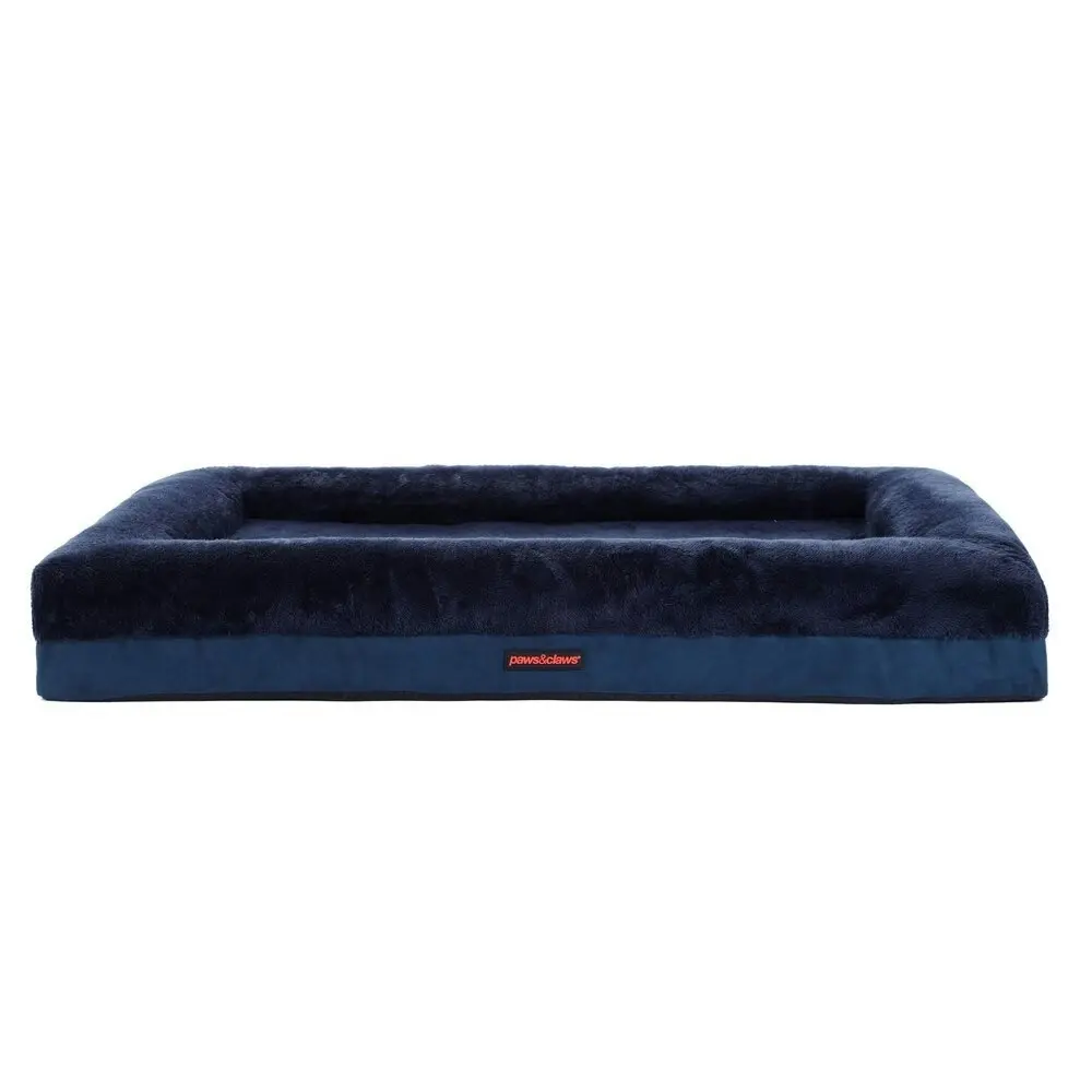 Paws & Claws 103x76cm Winston Orthopaedic Foam Walled Pet/Dog Bed Large Navy