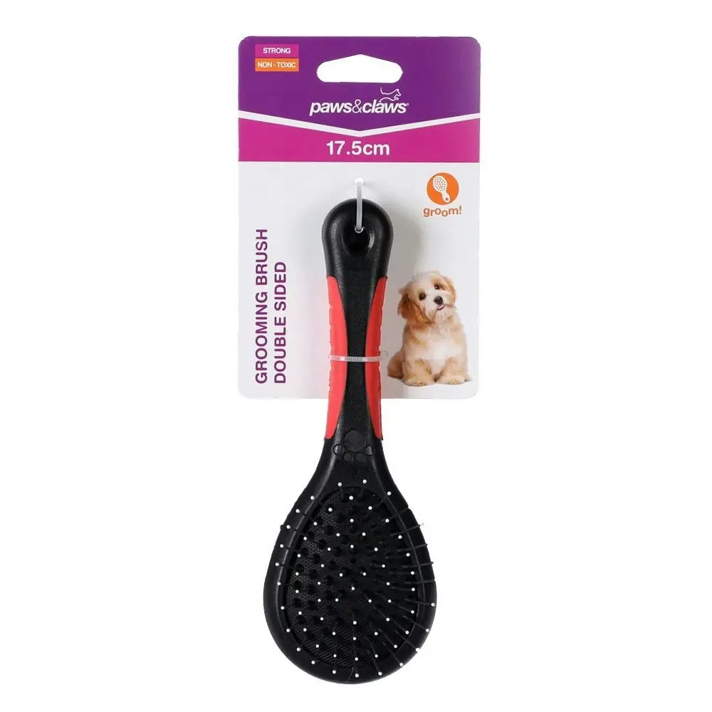 Paws & Claws 17.5cm Double Sided Grooming Pet Brush Dog/Cat Cleaning Comb Black