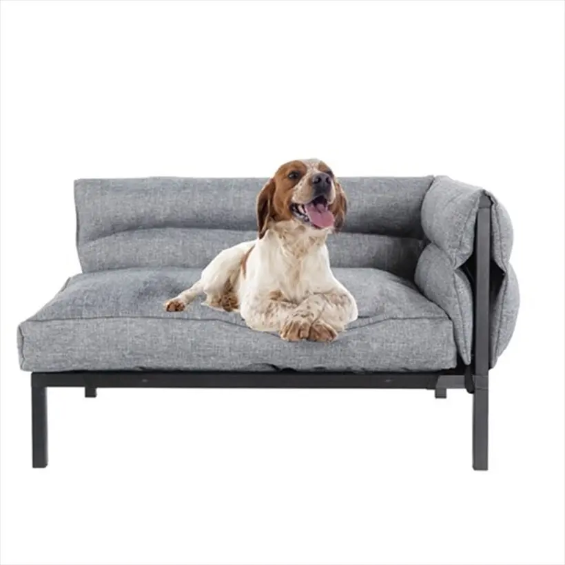 Paws & Claws 64.5cm Elevated Sofa Pet/Dog Medium Bed w/ Removable Cushion Grey