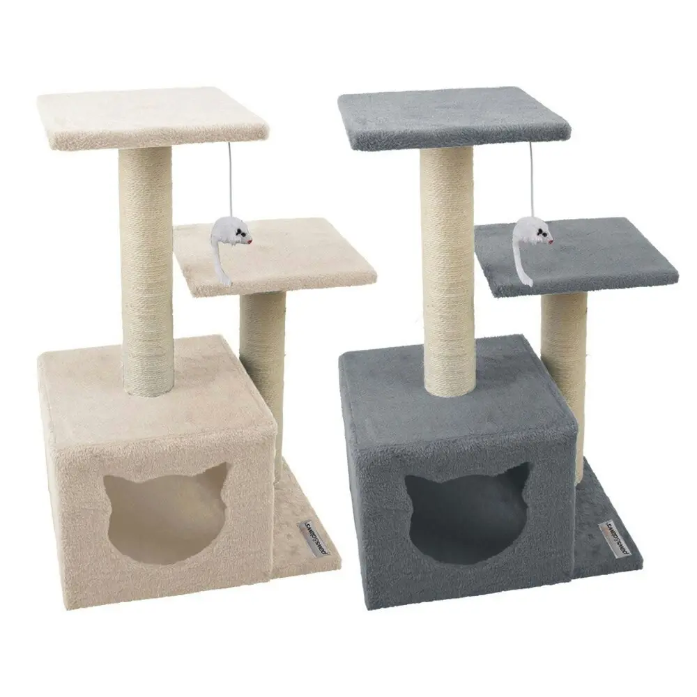 Paws & Claws 63cm Catsby Cats Scratching Post Platform Hideaway Tower Assorted