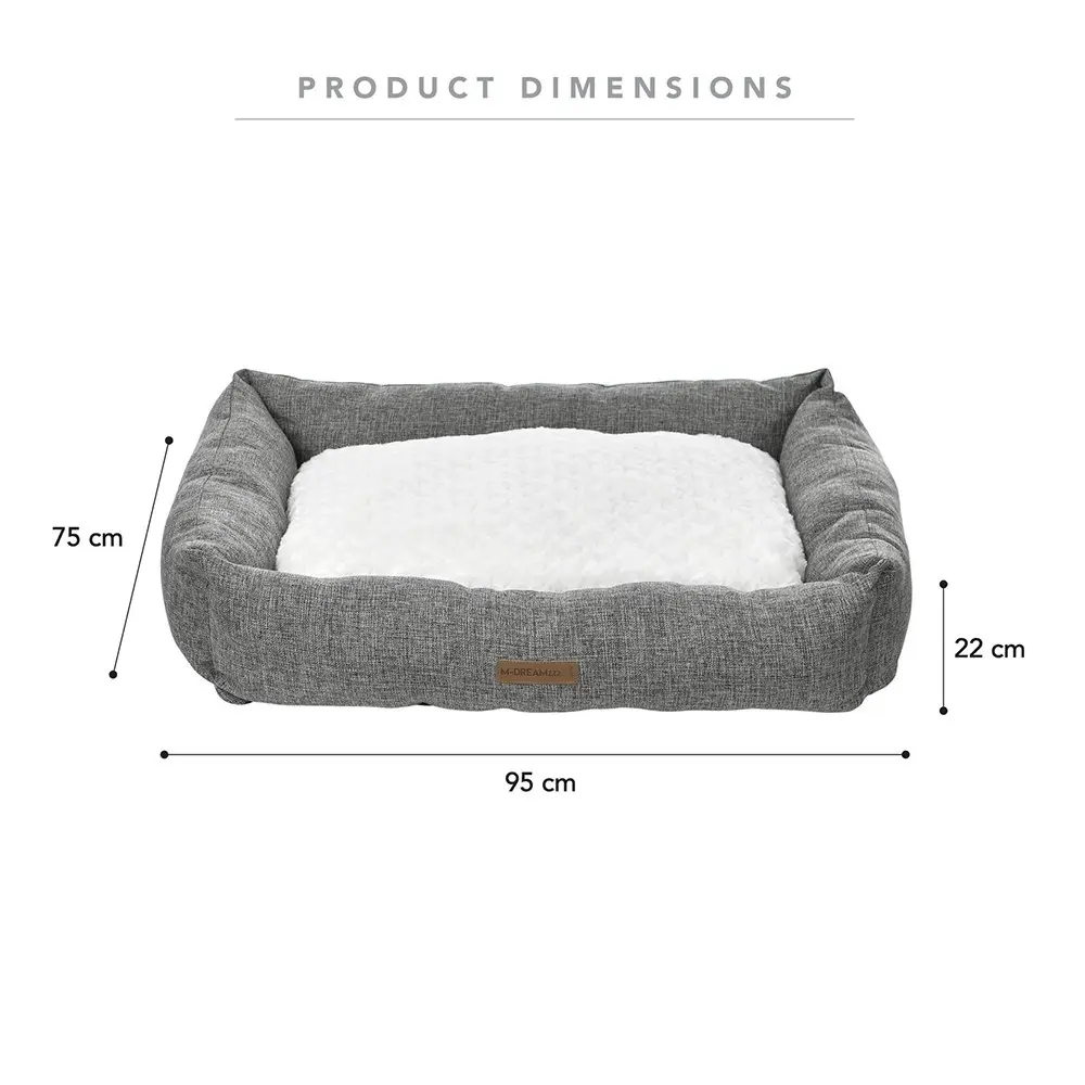 M-Pets Large 95 x 75 x 22 cm Oleron Dog/Pet Basket/Bed Non Slip Dark Grey