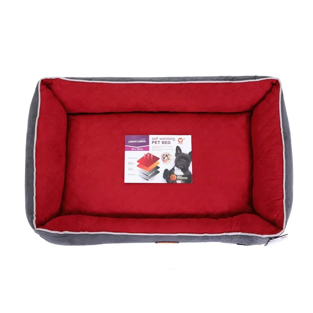 Paws & Claws Self Warming/Thermal Insulated Walled 90x60cm Pet/Dog Bed Large