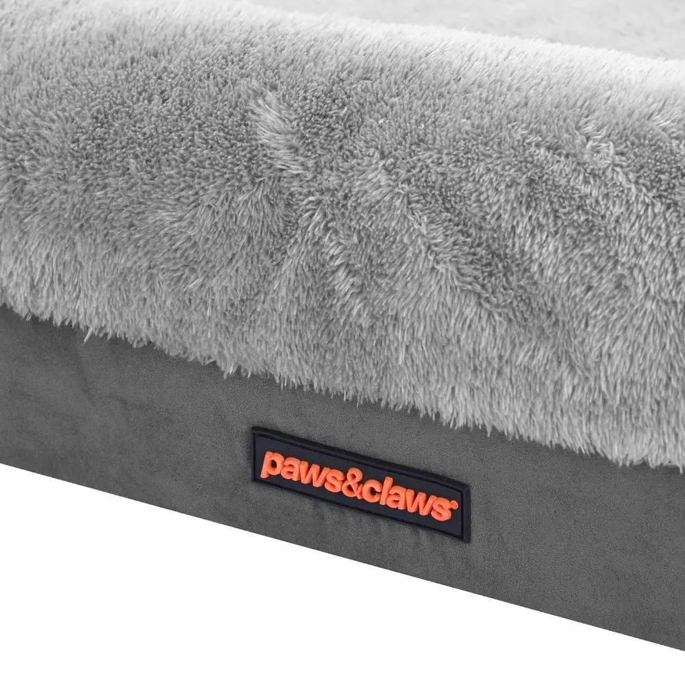 Paws & Claws 103cm Winston Walled Orthopedic Bed Pet Dog Mattress Large Grey