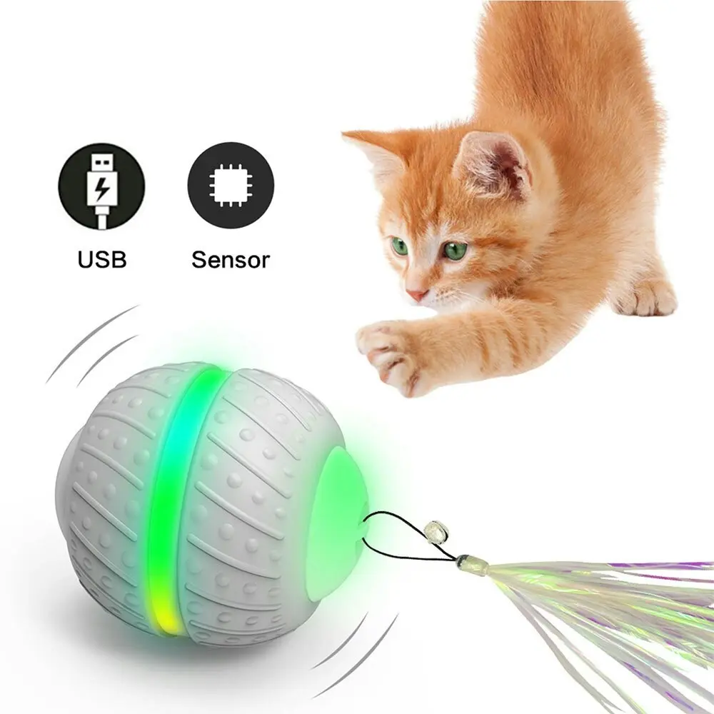 Bentopal Smart Wheel Jumping Interactive Rechargeable Cats Ball Pet Play Toy LED