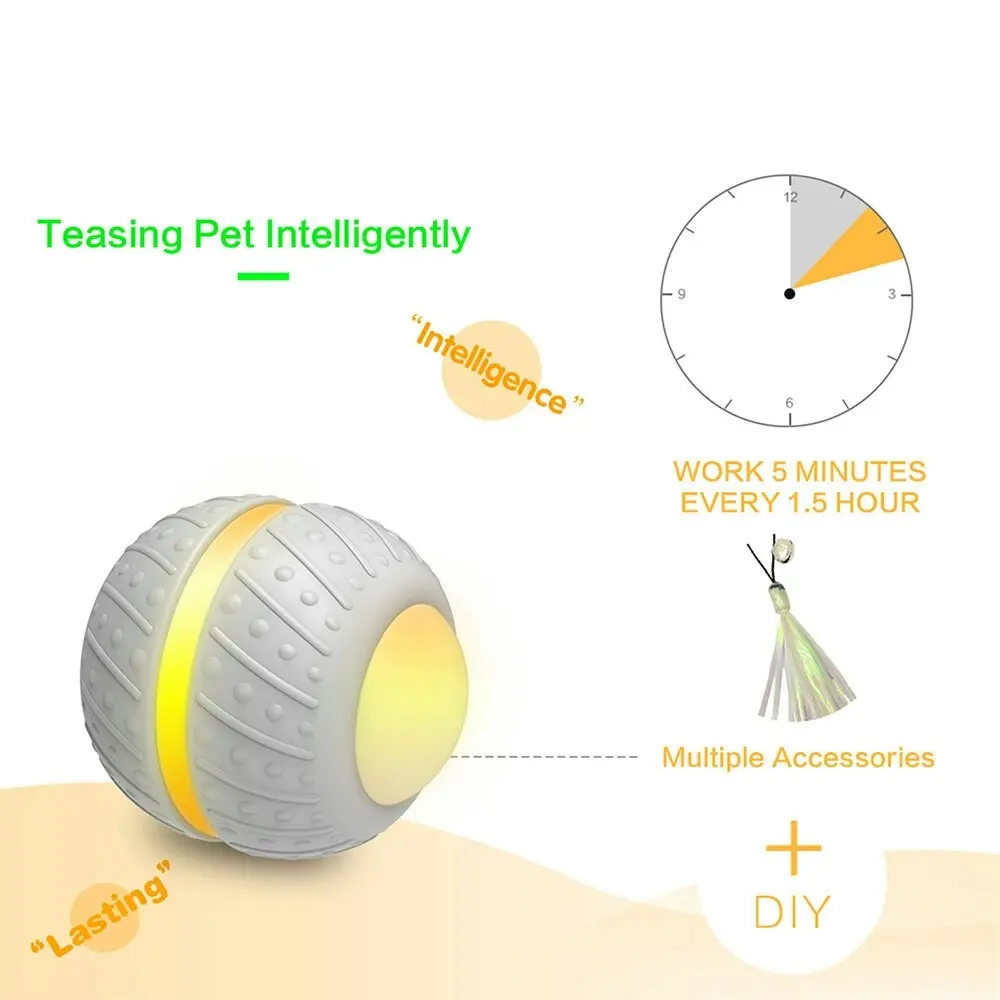 Bentopal Smart Wheel Jumping Interactive Rechargeable Cats Ball Pet Play Toy LED