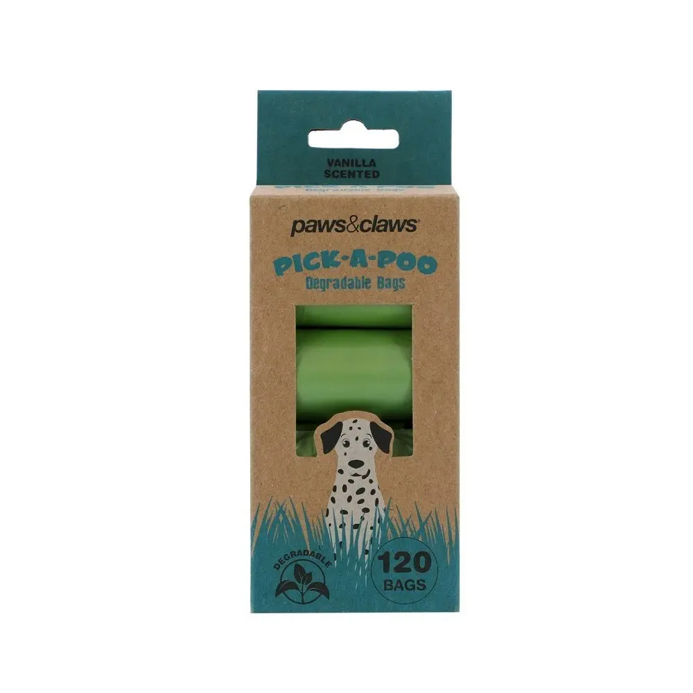 120pc Paws & Claws Pick-A-Poo Vanilla Scent Degradable Dog Poop/Litter Waste Bag