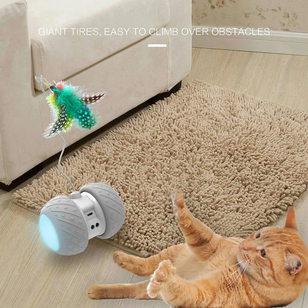 Bentopal Rechargeable Smart Wheel Feather Self Rolling Cat/Kitten Teasing Toy