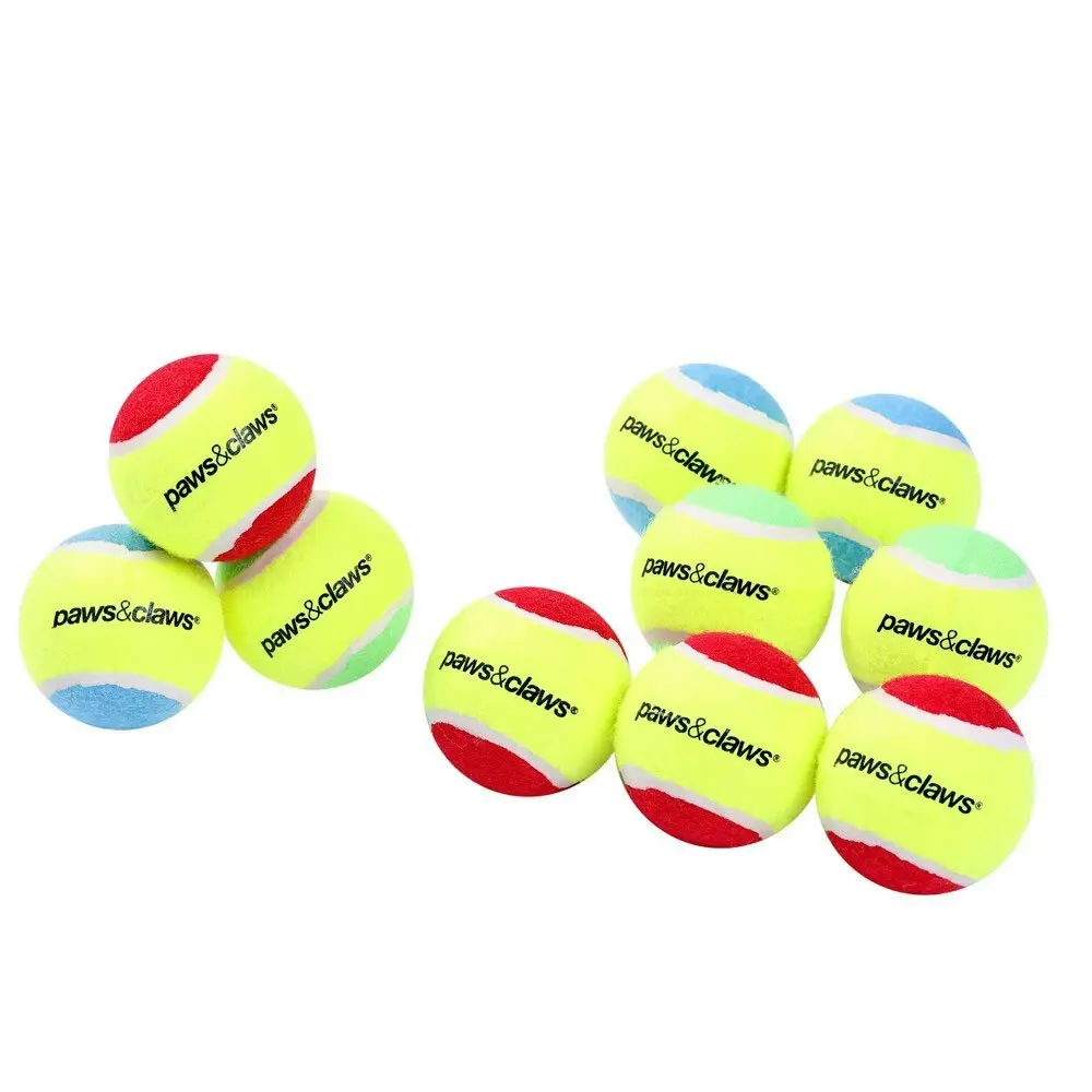 8pc Paws & Claws 6cm Tennis Balls Non Toxic Dogs/Pets/Puppy Toys Assort Colours