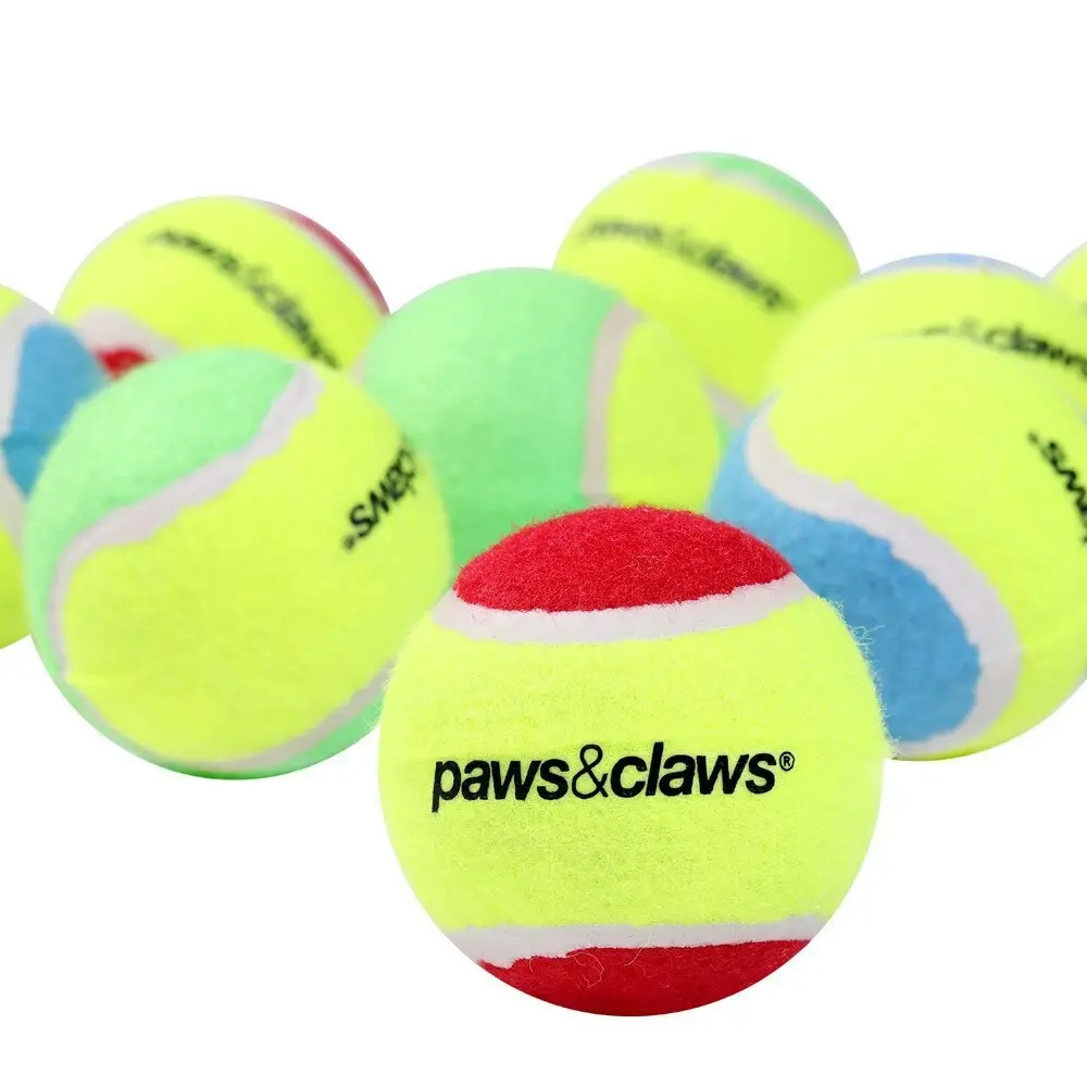 8pc Paws & Claws 6cm Tennis Balls Non Toxic Dogs/Pets/Puppy Toys Assort Colours