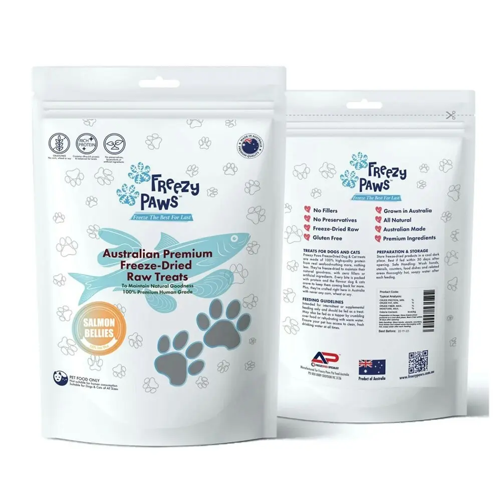 Freezy Paws 100g Australian Freeze Dried Raw Dog/Cat Treats/Food Salmon Bellies