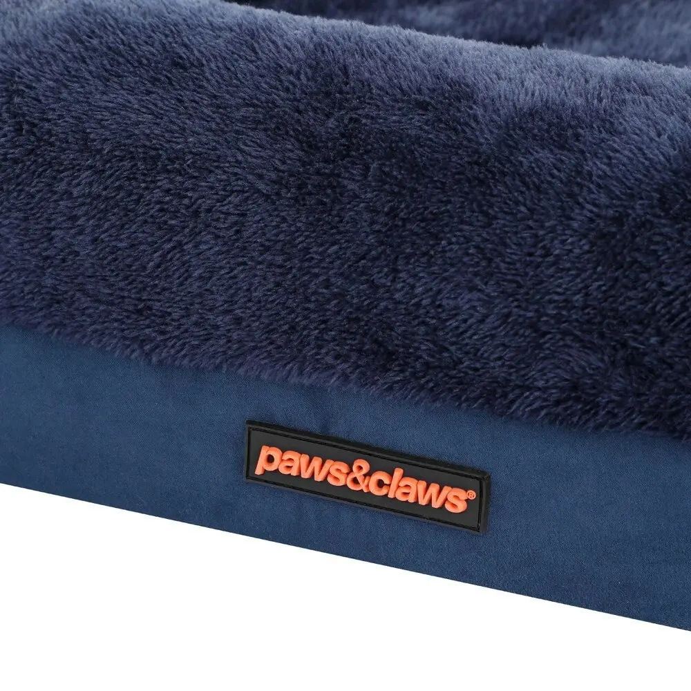 Paws & Claws 70cm x 50cm Winston Orthopaedic Foam Walled Pet/Dog Bed Medium Navy