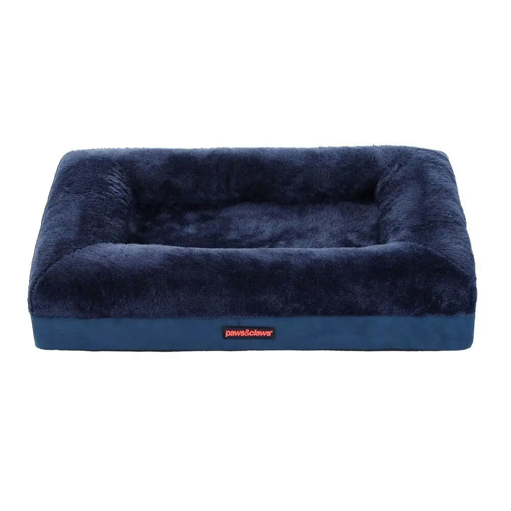 Paws & Claws 70cm x 50cm Winston Orthopaedic Foam Walled Pet/Dog Bed Medium Navy