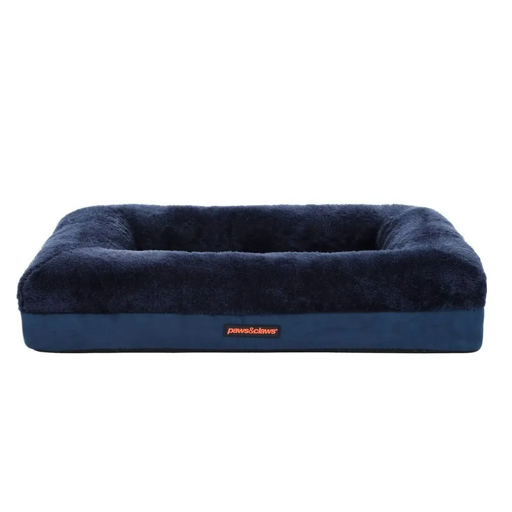 Paws & Claws 70cm x 50cm Winston Orthopaedic Foam Walled Pet/Dog Bed Medium Navy