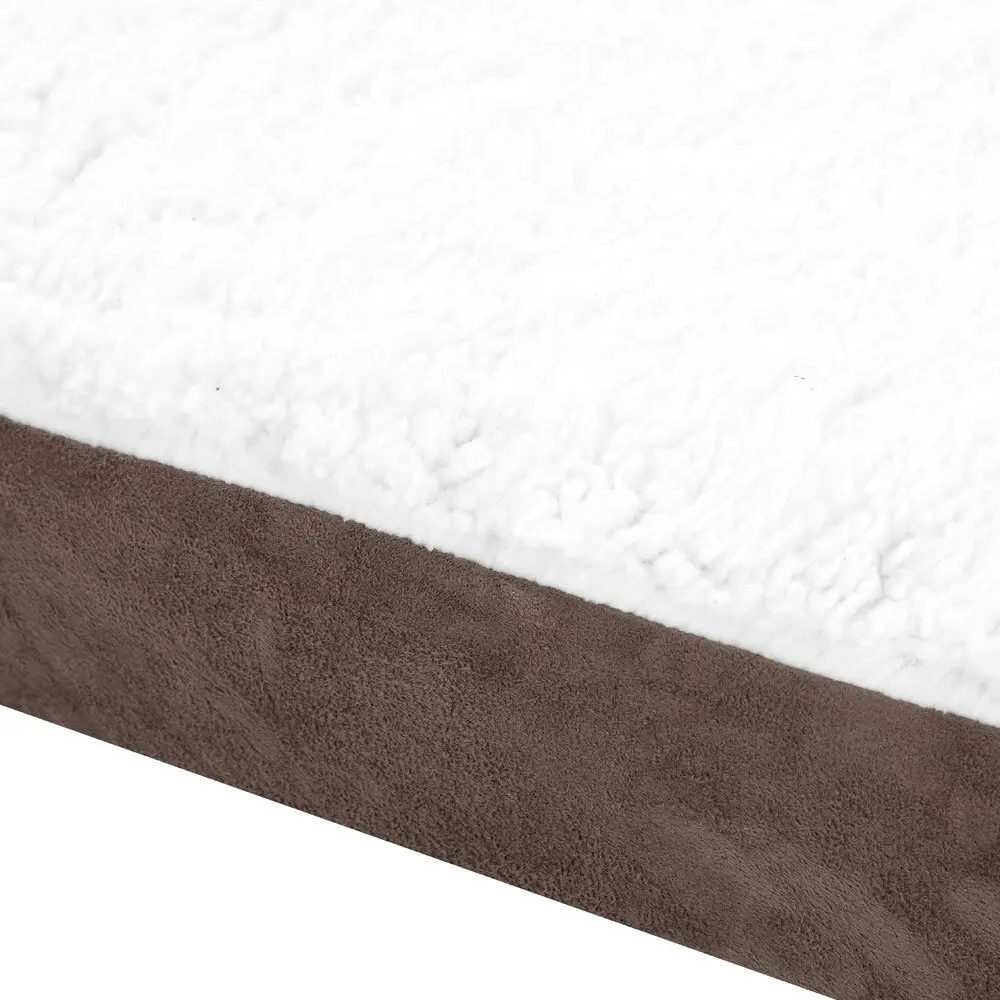 Paws & Claws 100cm Orthopedic Suede Pet Dog Bed Mattress Cushion White/Brown