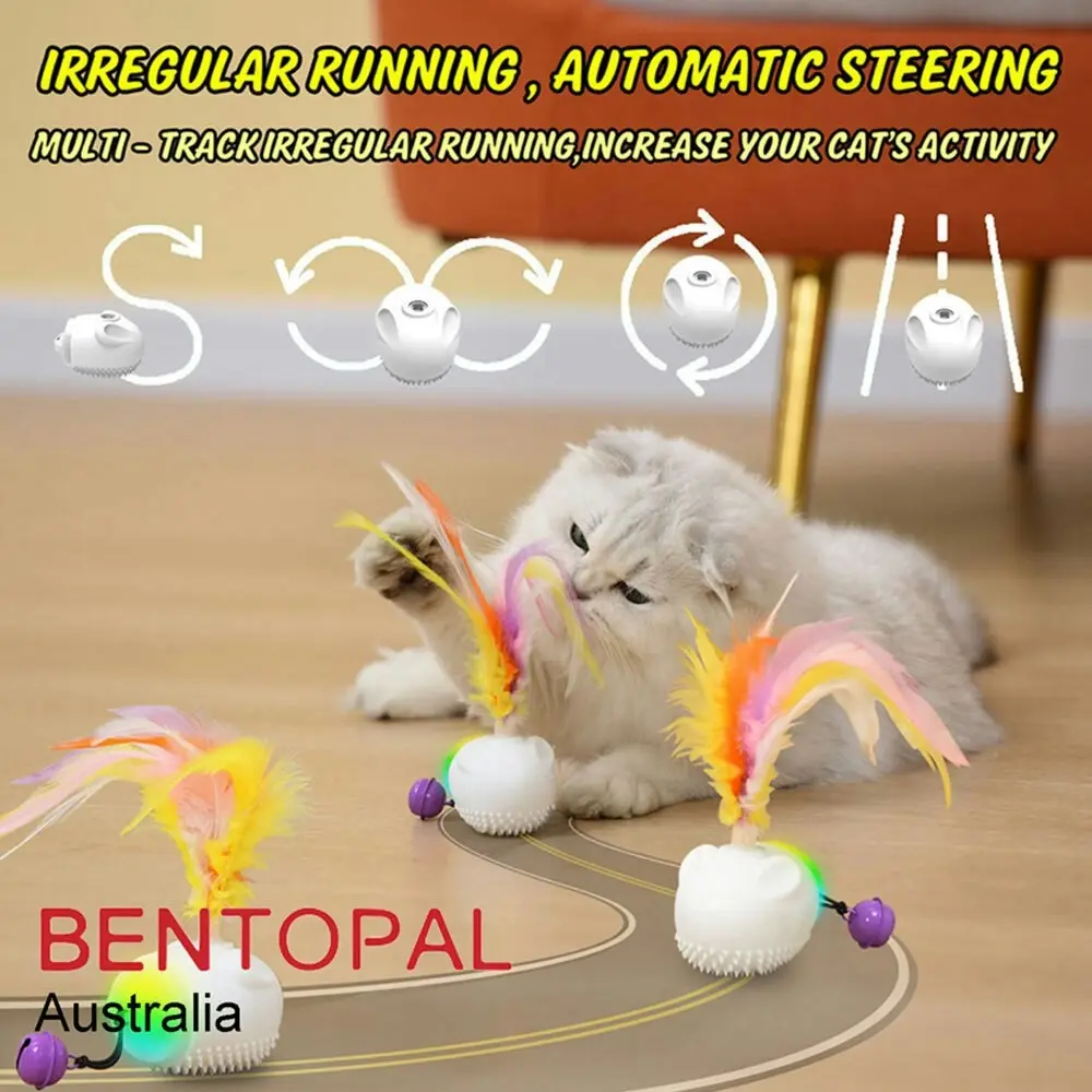 Bentopal Rechargeable Smart Jumpy Mouse Pets Interactive Cat Toy w/LED Lights