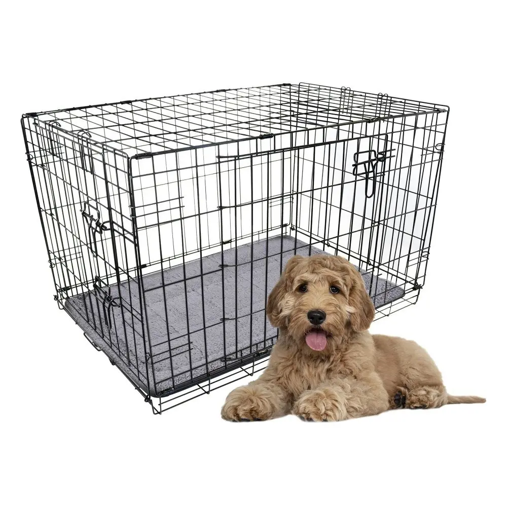 Paws & Claws Sherpa Crate/Carrier Cushion/Mattress Pet Dog 90x57cm Large Grey