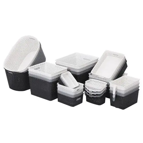 3x Boxsweden Organiser Basket Wicker Design 35cm Storage Box Containers Assort.