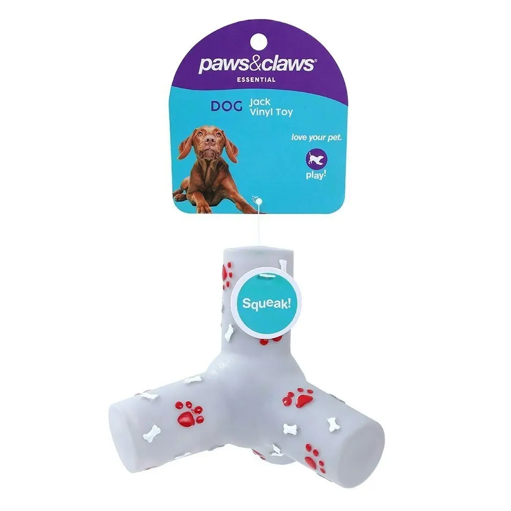 4x Paws & Claws 13cm Vinyl Squeaky Jack Dog Toy Interactive Fun w/ Squeaker Asst