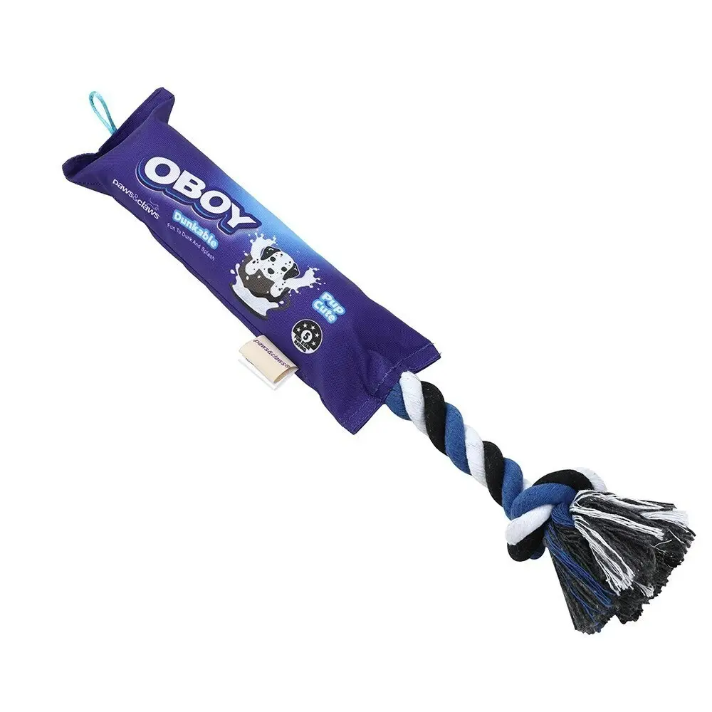 Paws & Claws 25cm Oboy Snacks Oxford Tugger Dog Toy Pet Fun Play w/Rope/Squeaker