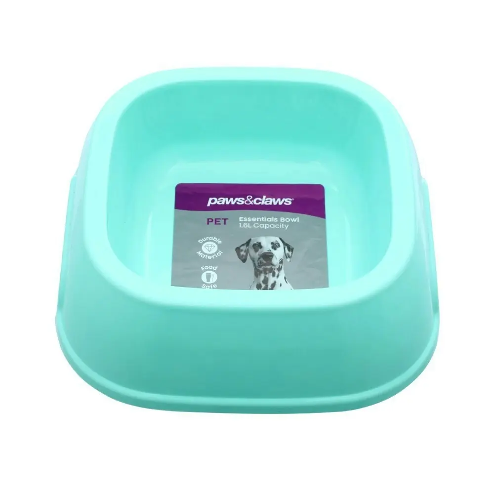 4x Paws & Claws Pet Essentials Dog 1.6L/21cm Food Bowl Square w/ Handle Assort.