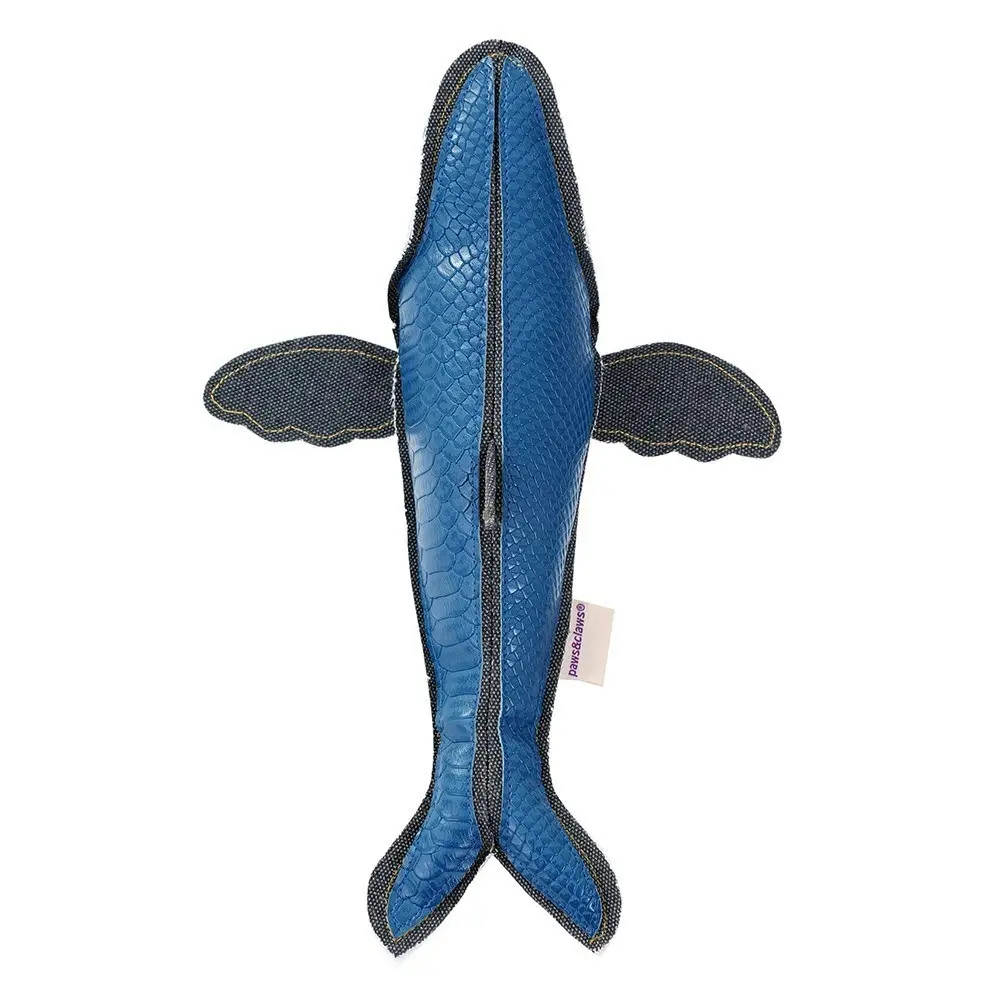 2x Paws & Claws Dog Toy 30cm Whale Faux Leather/Canvas Squeaker Pet Fun Play BL